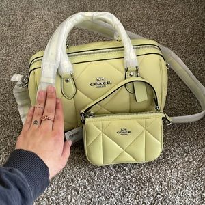 Pale Green Coach bag with mini clutch brand new with tags